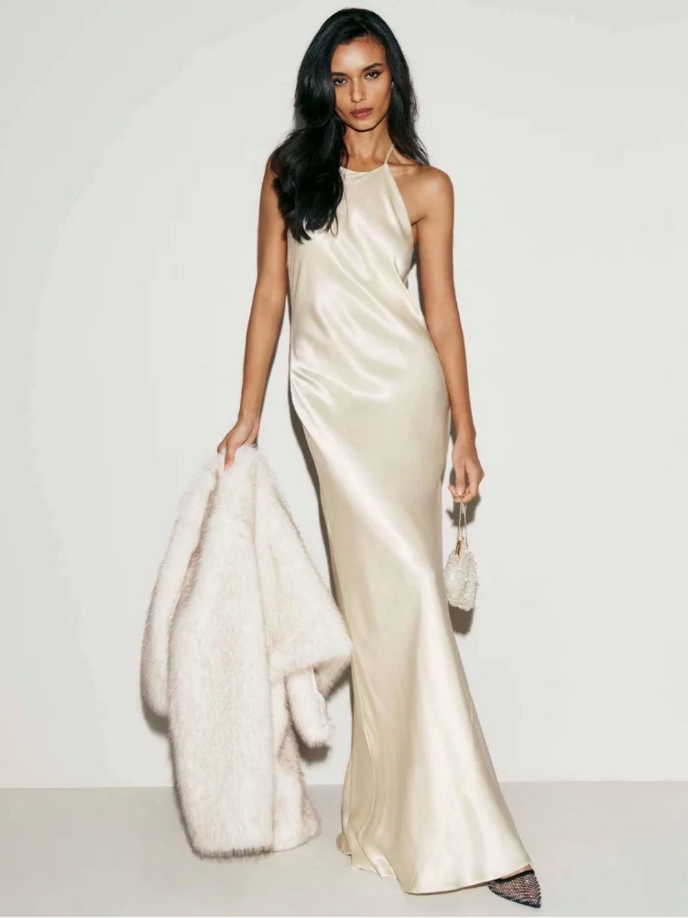 Reformation Jeany Silk Dress in Fior Di Latte - Small